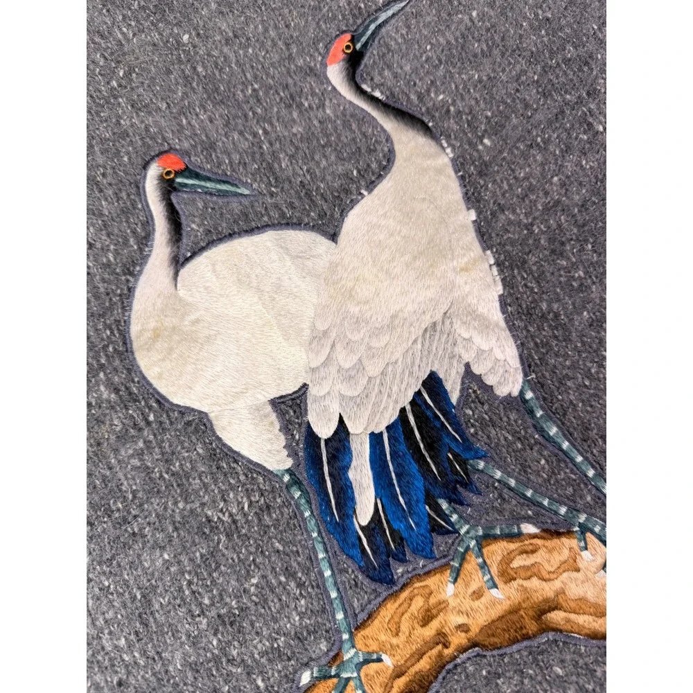 Vintage IB Diffusion Gray Embellished Crane Sweater Women's Size‎ P Silk Angora - Picture 2 of 10